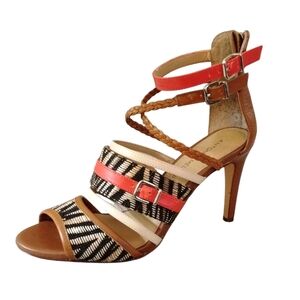 ANTONIO MELANI Strappy Leather Heel Sandal Women's Size 7.5 M